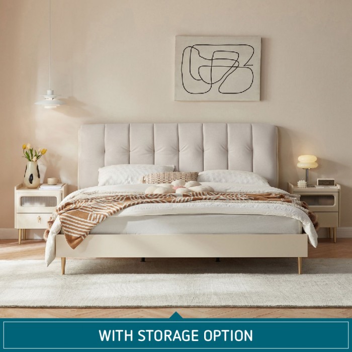 White cushion 2024 bed frame